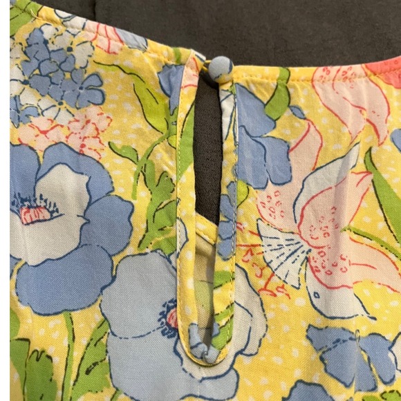 Bar III Yellow Floral Maxi Dress V-Neck Smocked Waist Short Sleeve Women's XXL - Picture 11 of 12